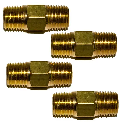 4pc 1/4  NPT Brass Hex Nipple 1/4  Male NPT  X 1/4  Male NPT Air Fuel Oil • $10.25