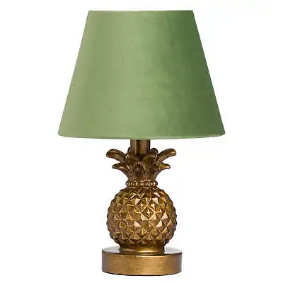 £36.95 • Buy Antique Style Gold Pineapple Style TABLE LAMP With Green Velvet Shade Bedside 