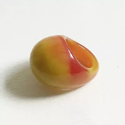 Vintage Orange & Yellow Marbled Lucite Plastic Dome Bubble Mod Ring Size 4.25 • $24.99
