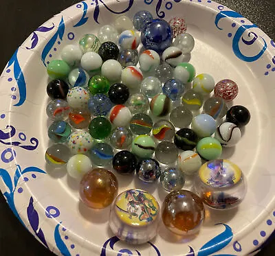 Yugioh Interesting LOT Of Vintage Glass Marbles Assorted Colors • $17.05