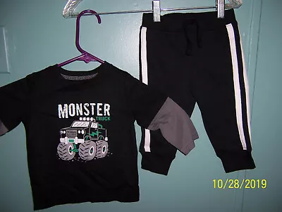 New JUMPING BEANS 12 Months Sweatpants & Sweatshirt MONSTER TRUCK Super Soft Too • $4.99