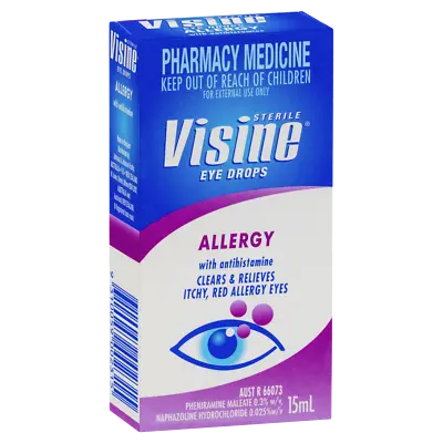 Visine Allergy Eye Drops 15mL Sterile Relieves Itchy Red Eye With Antihistamine • $22.74