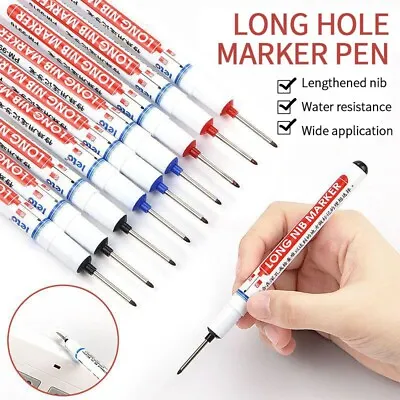 6X Long Head Markers Deep Hole Marker Pen For Bathroom Woodworking Multi-purpose • $7.41