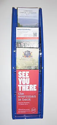 Blue Wall Mounted Leaflet Holder / Dispenser / Rack With 4 Pockets • £45