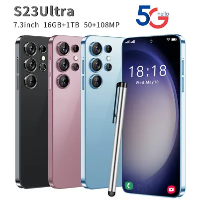 NEW Unlocked 7.3  S23 Ultra 5G Smartphone Android 16GB+1TB Dual SIM Mobile Phone • $156.74