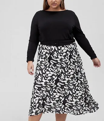 £10.50 • Buy V By Very Curve Pleated Skirt Jersey Midi Dress Mono Size UK 22 New With Tag UK