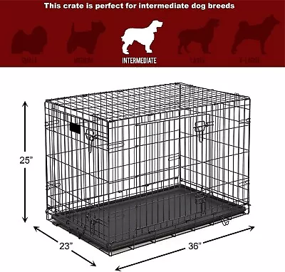 Dog Crate Kennel Extra Large 48  Folding Pet Cage Metal W/ 2 Doors &Tray 42  24  • $64.99