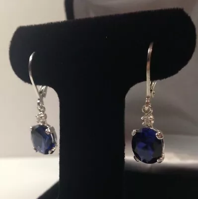 Natural Certified 925 Sterling Silver 6Ct Blue Sapphire Gemstone Antique Earring • $35.60