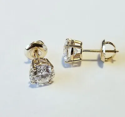 1.60 Carat Moissanite Stud Earrings In 14k Yellow Gold Charles And Colvard • $399