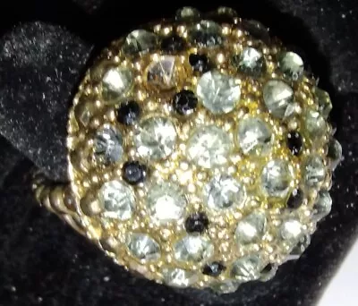 Vintage Disco Ball Stretch Ring Done Gold Tone With Rhinestones. • $11