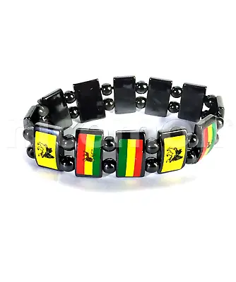 Conquering Lion Of Judah Hematite Rasta Bracelet Wrist Band Reggae Marley RGY • $10.99