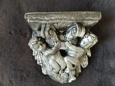 £24 • Buy 2 Pewter Ornate Plaster Cherub Corbel Bracket Shelf Wall Decor Plaques Mouldings