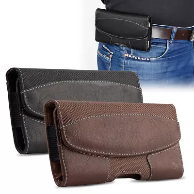 Horizontal Leather Case Pouch Holster W/ Belt Clip Loop For IPhone 8 Plus Xs Max • $7.62