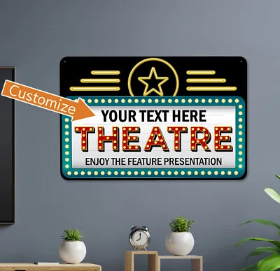 Custom Name Theater Sign Home Movie Theater Marquee Decor Cinema 108122002114 • $74.95