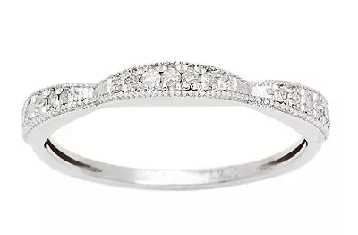 10k White Gold 1/5ct Contoured Milgrain Diamond Wedding Band (G-H I1-I2) • $159.99