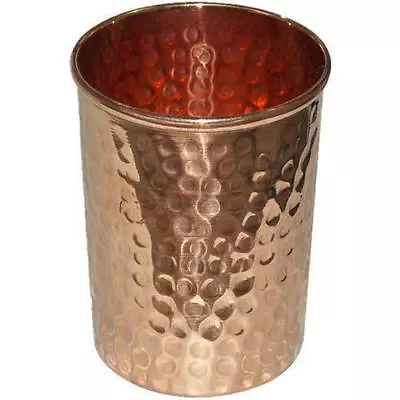 Pure Copper Drinking Glass Cup 300 Ml Tumbler Hammered Mug Ayurveda Health Yoga) • $9.58