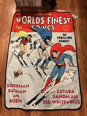 DC Comics Worlds Finest Comic Cover Blanket 50 L X 70 W Superman Batman Robin JL • $48.12