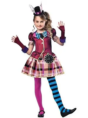 Girls Miss Mad Hatter Costume Child Alice Fancy Dress Kids Book Week Day Outfit • £22.98