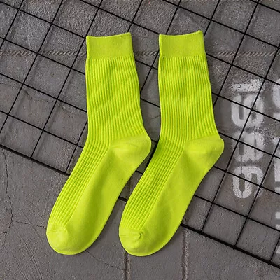 Cotton Socks Bright Solid Color Hip-hop Dress Long Socks Mens Sports Stockings • $6.78