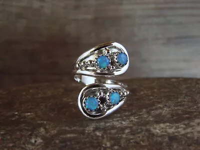 Navajo Indian Sterling Silver Blue Opal Adjustable Ring - Belin • £52.25