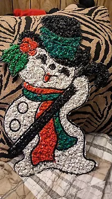 Vintage Rare Snowman Melted Plastic Popcorn Decoration Christmas 1970s 22 X14  • $22.95