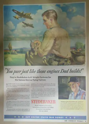 Studebaker War Ad: Studebaker Purr Like Engines Dad Built From 1945 Size 11 X 15 • $25