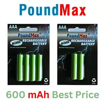 PoundMax AAA Rechargeable Batteries 600 MAh Solar Light Battery High Capacity UK • £3.75