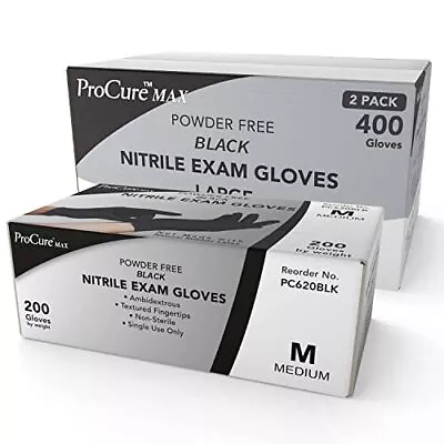 Disposable Black Nitrile Gloves Medium 400 Count - Heavy Duty 4 Mil Thick - P... • $61.07