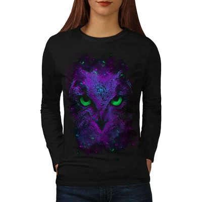 Wellcoda Amazing Wild Owl Fun Womens Long Sleeve T-shirt Giant Casual Design • £22.99