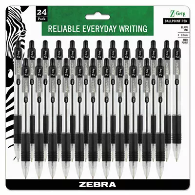 Zebra Z-Grip Retractable Ballpoint Pen Black Ink Medium 24/Pack • $15.99