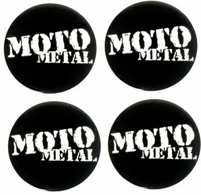 4 Moto Metal 2.4  60mm Black Center Cap Emblems Large Logo MO957 958 959 960 961 • $18