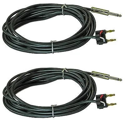 2x 1/4 Mono To Dual Banana Plug PA DJ Speaker Cables Cords 25 Ft Feet Foot PAIR • $15.96