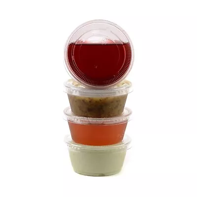 1000 Clear Plastic Disposable Portion Cups With Lids Condiment Container 3.25 Oz • $77.95