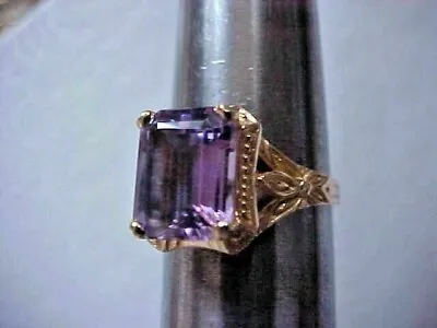 3Ct Emerald Cut Purple Amethyst Solitaire Engagement Ring 14K Yellow Gold Finish • $259.99