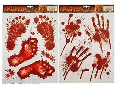 Halloween Window Stickers Decoration Scary Blood Hand Party Bloody Red Decals It • £2.49
