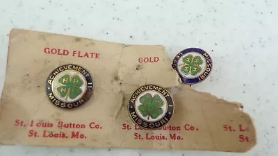 3 Vintage 4-h Club Gold Plate Pin Back Pins Achievement Missouri/missouri Leader • $5
