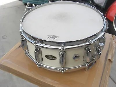 Slingerland 12 Lug Spitfire Snare Drum 70s/80s 5 Ply Shell - Gloss White NICE! • $569