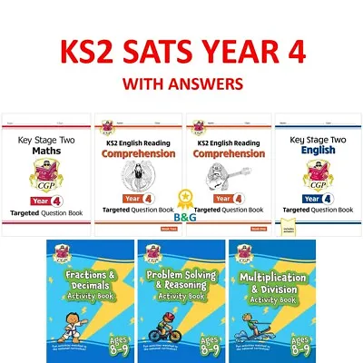 £32.99 • Buy KS2 Year 4 Maths English Comprehension 7 BOOKS BUNDLE With Answers AGES 8-9 CGP