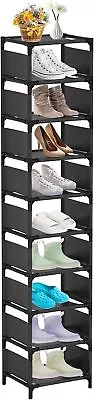 UrMsun 10 Tiers Vertical Shoe Rack Tall Small Narrow Space Saving Shoe Storage • £22.95