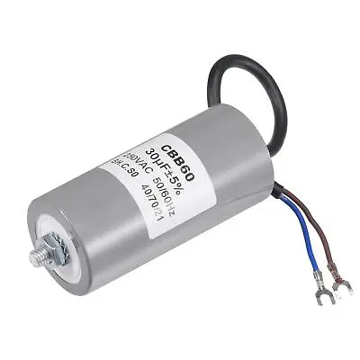 CBB60 Run Capacitor 30uF 250V AC 2 Wires 96x46mm With M8 Fixing Stud Terminal • $15.27