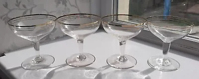 £16.99 • Buy Vintage Set Of 4 Gold Gilt Banded Miniature Martini/Cocktail Glasses Coupe