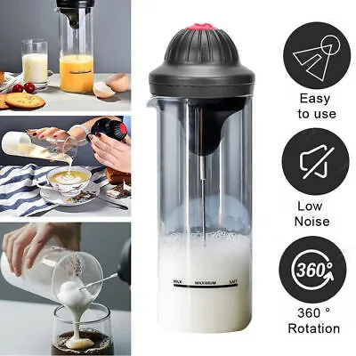 Milk Frother Automatic Coffee Hot & Cold Warmer Whisk Electric Mixer Jug Cup • £8.65