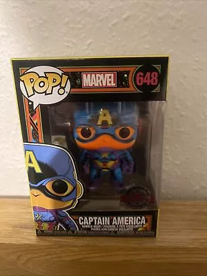 Funko Pop Vinyl Marvel Avengers Captain America Blacklight Special Edition... • £6.99