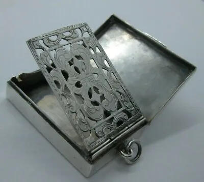 Vintage ROD Sterling Silver Etched Vinaigrette Snuff Scent Box Pendant • $167.88