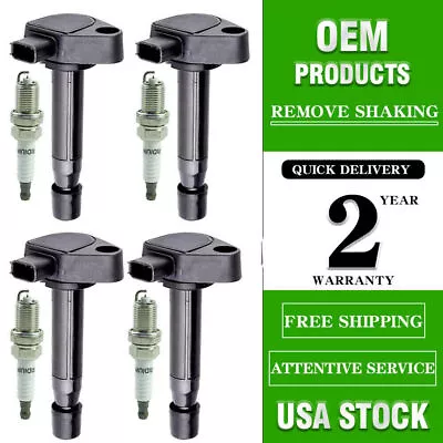 4pcs Ignition Coils + Spark Plugs For 2001-2005 Honda Civic Acura 1.7L UF242 USA • $56.99