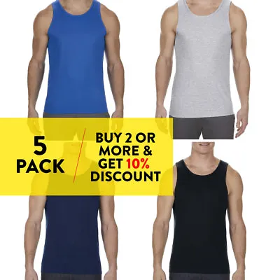 5 Pack Shakawear Mens Plain Tank Top Casual Sleeveless Shirts Cotton Muscle Tee • $29.95