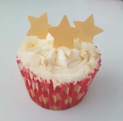 36 X Edible Stars Wafer Rice Paper Cup Cake Decoration Toppers Various Designs • £1.95