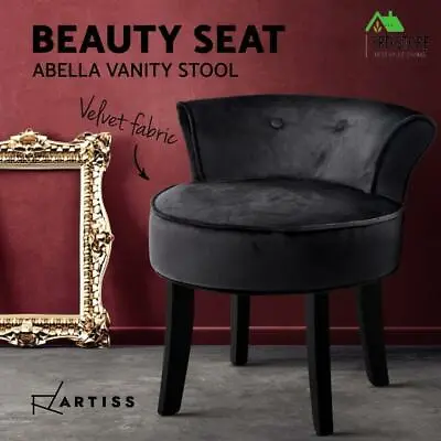 $91.39 • Buy Artiss Velvet Vanity Stool Backrest Stools Dressing Table Chair Makeup Bedroom