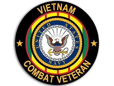 3 Inch Round US Navy Vietnam Combat Veteran Sticker (us Vet Car Decal) Navy Lic. • $5