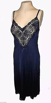 Vintage 1970s Full Slip Vassarette Munsingwear Navy-Blue Lace Sexy Mint 32 F • $29